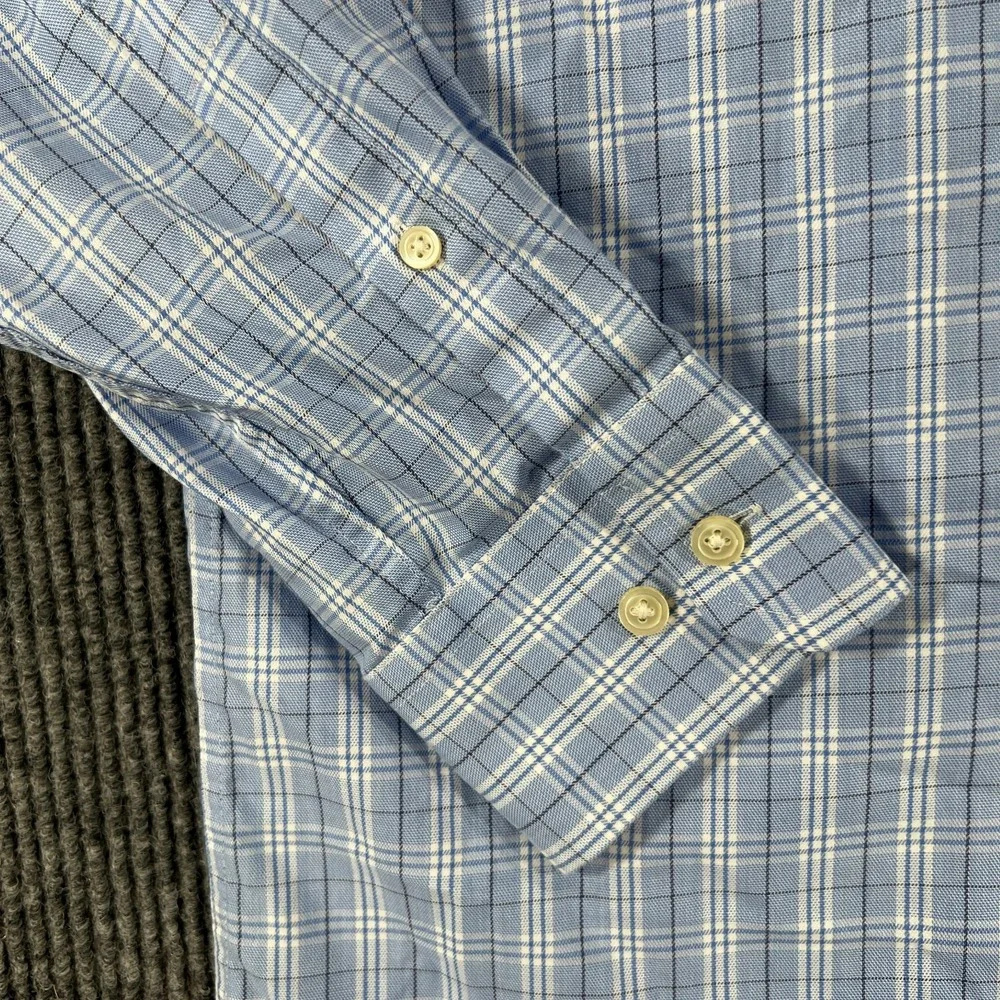 Banana Republic Shirt Mens Medium Blue Plaid Long Sleeve Button Up Casual